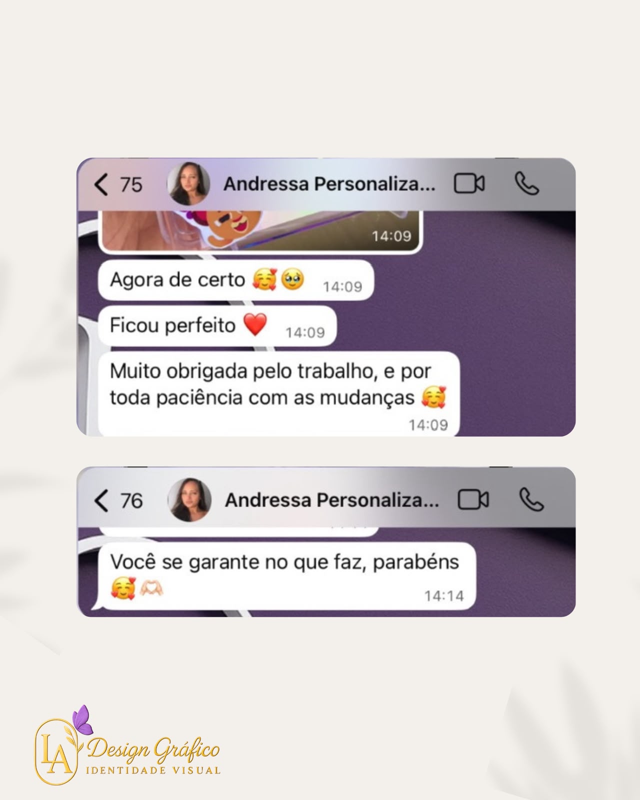 Depoimento de cliente 2 — La Design Gráfico
