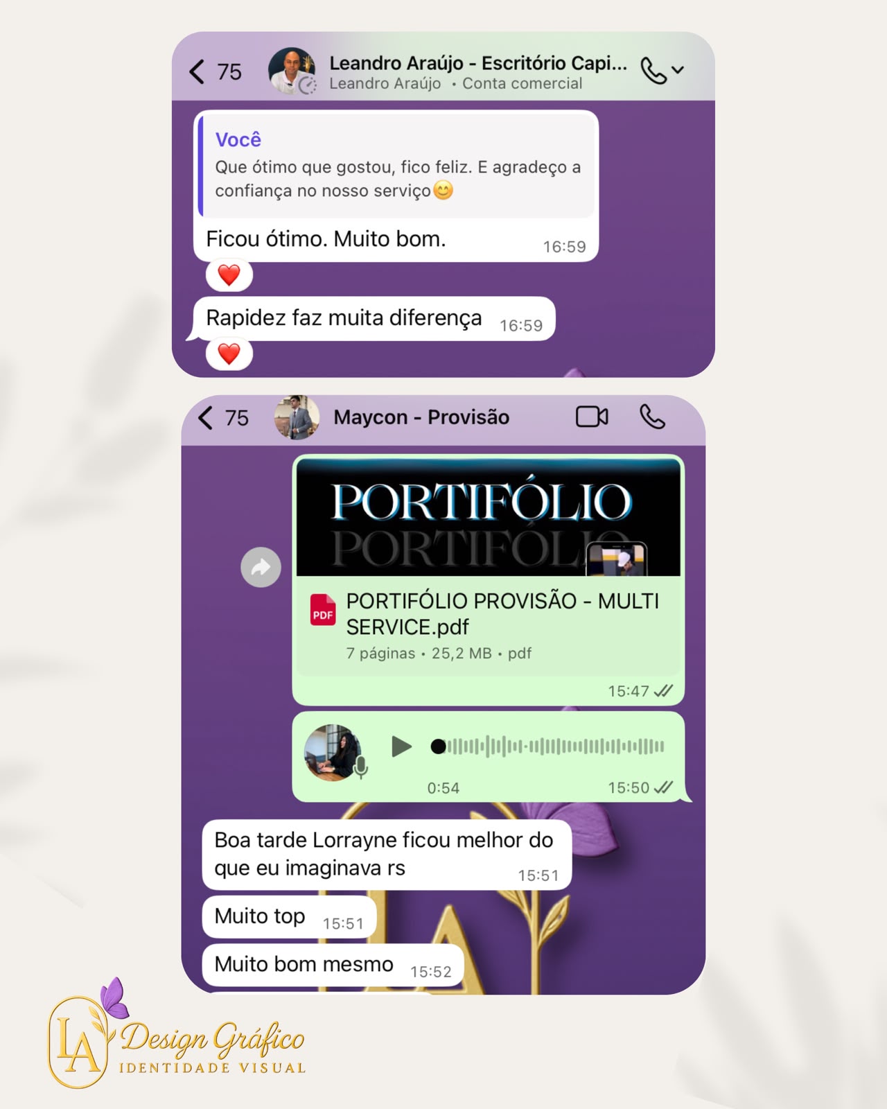 Depoimento de cliente 8 — La Design Gráfico